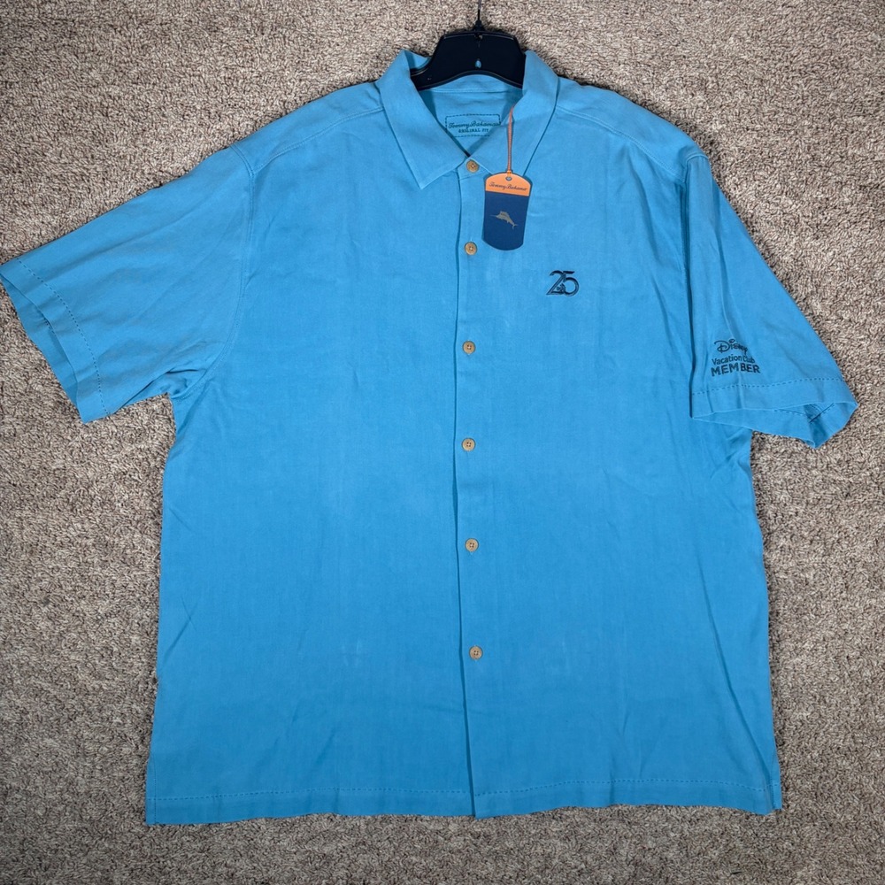 Tommy Bahama Disney Vacation Club 25th Anniversary Silk Shirt Blue XXL 9998